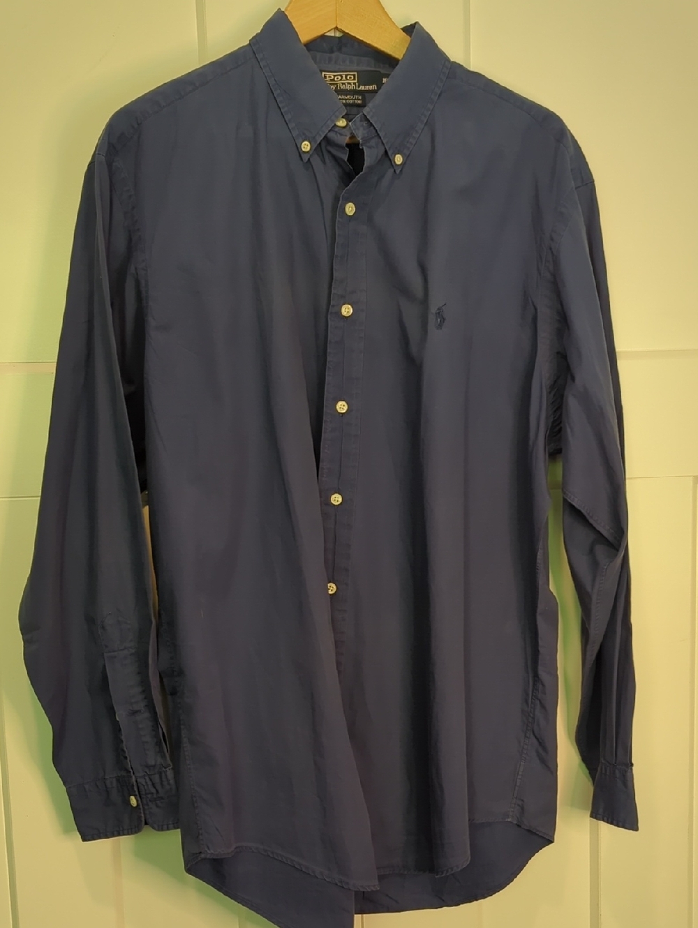 Vintage 1990's Polo by Ralph Lauren Men's Button-Down Shirt in Blue Size L